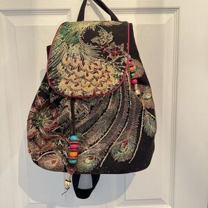 Goodhan Vintage Phoenix Sequins Embroideried Women Backpack Style 01: Black